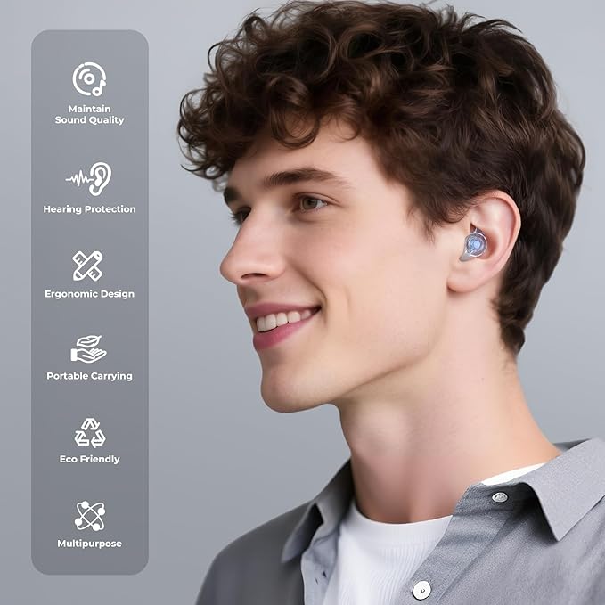 Ear Plugs for Concerts, 2 Pairs High Fidelity Ear Plugs Noise Reduction - Image 6