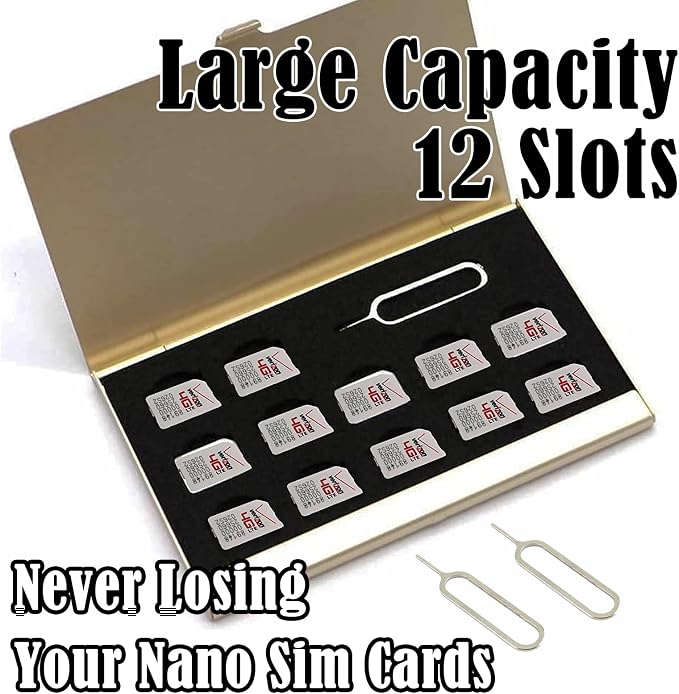 Aluminum SIM Card Case, 12 Slots Ultrathin Nano SIM Card Holder - Image 2