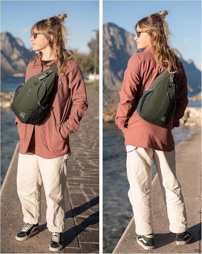WATERFLY Crossbody Sling Backpack Sling Bag Travel Hiking Chest Bag Daypack - Image 2