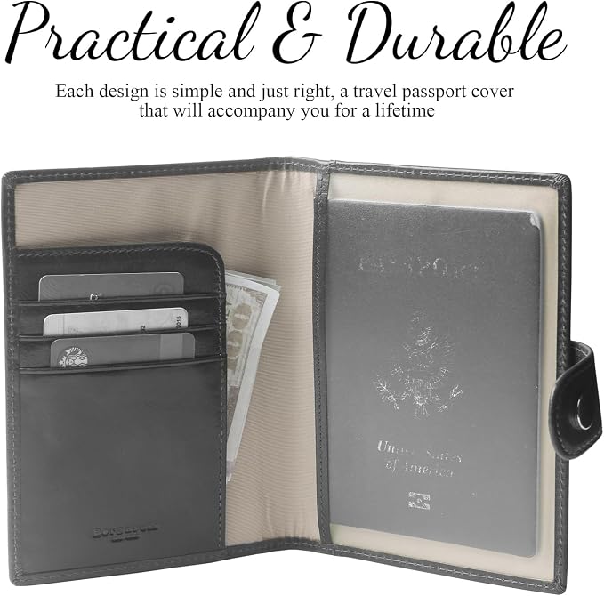 Genuine Leather Passport Case, RFID Passport Cover - Image 2