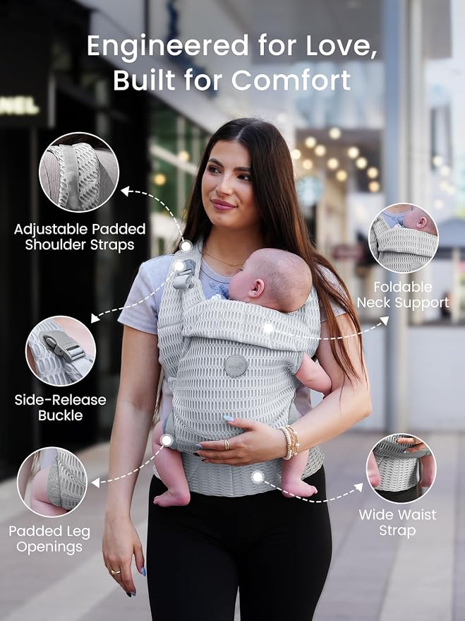 Grownsy Baby Carrier Newborn to Toddler, Ergonomic & Cozy Wraps - Image 7