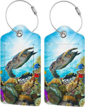 2 Pack Sea Turtle Luggage Tag for Suitcases, Cool Leather Suitcase Labels by SNAPMADE
