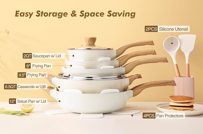SENSARTE Ceramic Cookware Set, Pots and Pans Set Non stick, 14-Piece Induction - Image 3