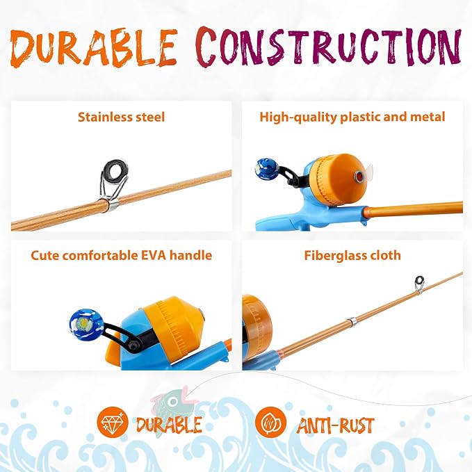 Kids Fishing Pole, Telescopic Fishing Rod, Toddler Collapsible Fishing Rod and - Image 4