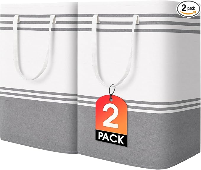 2 Pack Large Home Laundry Basket, Laundry Hamper, Freestanding Waterproof Dirty by EpicTotes
