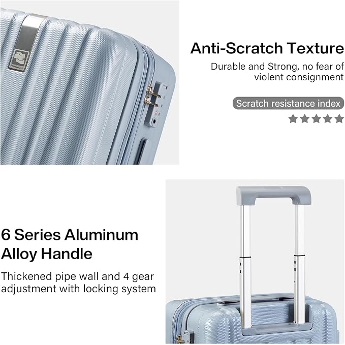 Hanke Expandable Hardshell Luggage Sets 3 piece Carry on Luggage - Image 8