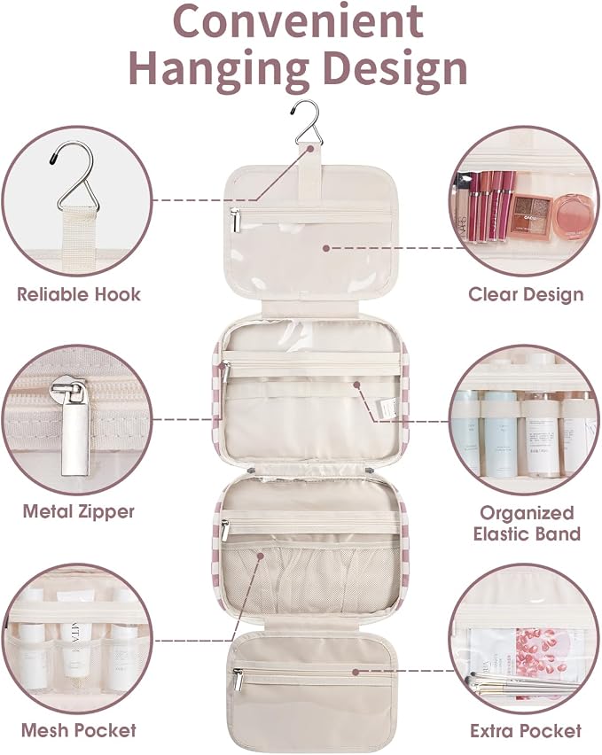 Narwey Hanging Toiletry Bag for Women Travel Makeup Bag Organizer Toiletries - Image 3