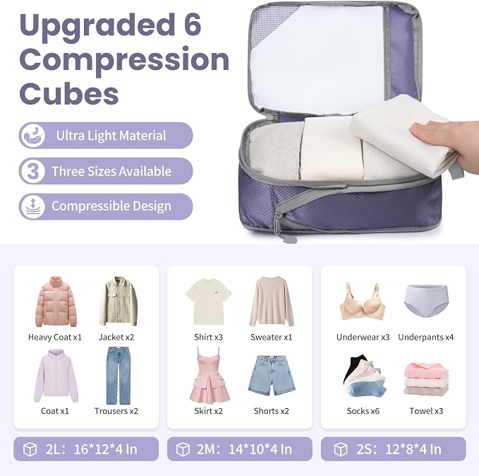 8 Set/6 Set/4 Set Compression Packing Cubes - Image 6