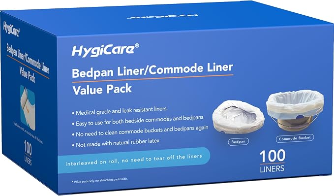 100 Count Enlarged Bedside Commode Liners by HygiCare