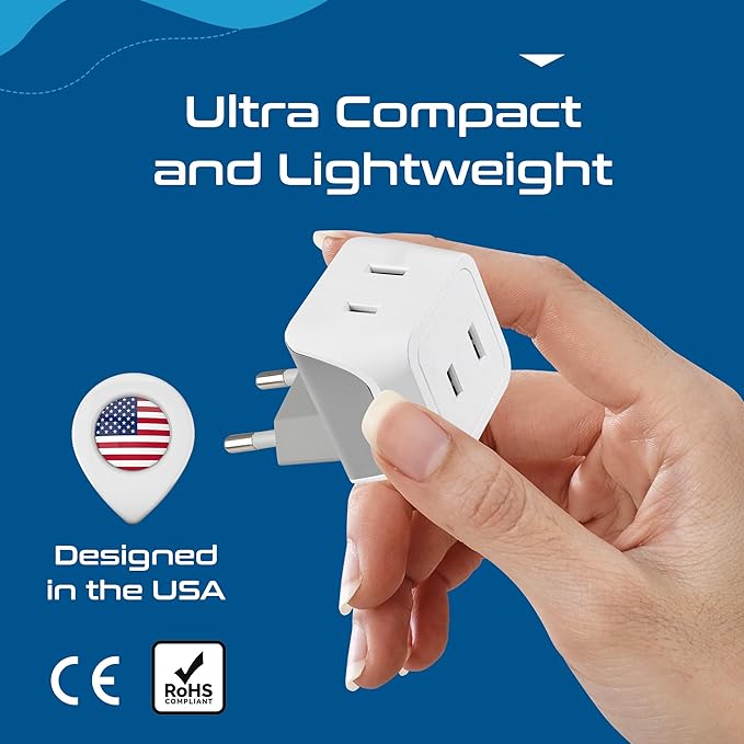 Ceptics European Travel Plug Adapter Europe Power Adaptor Charger Dual Input - Image 6