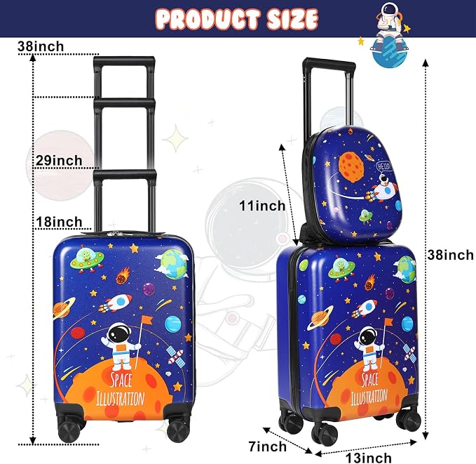 Weewooday Kids Luggage and Backpack 18" Suitcase - Image 3