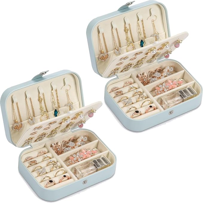 Travel Jewelry Box, PU leather Small Jewelry Organizer by XZUZ
