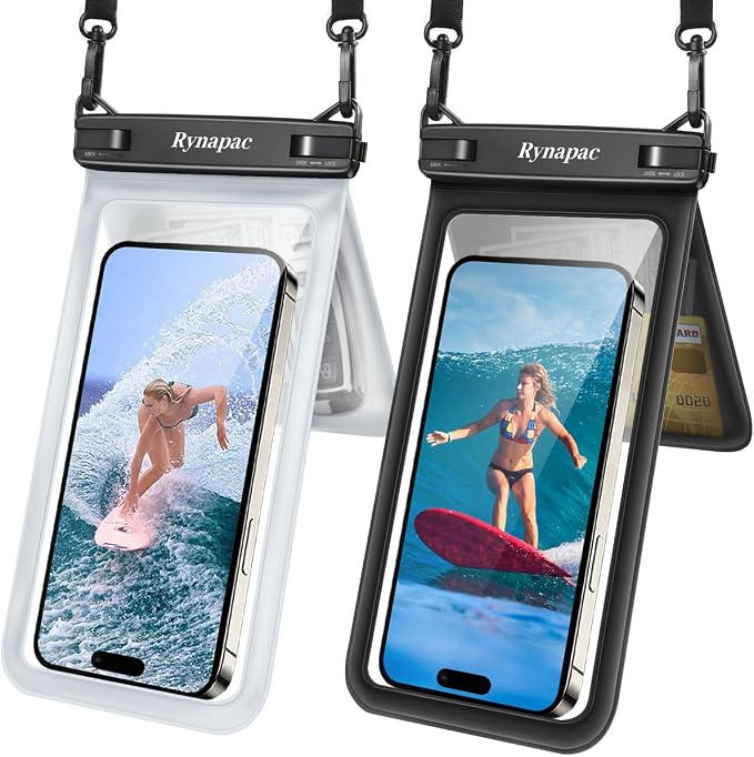Double Space Waterproof Phone Pouch, 2 Pack Waterproof Phone Case by Rynapac