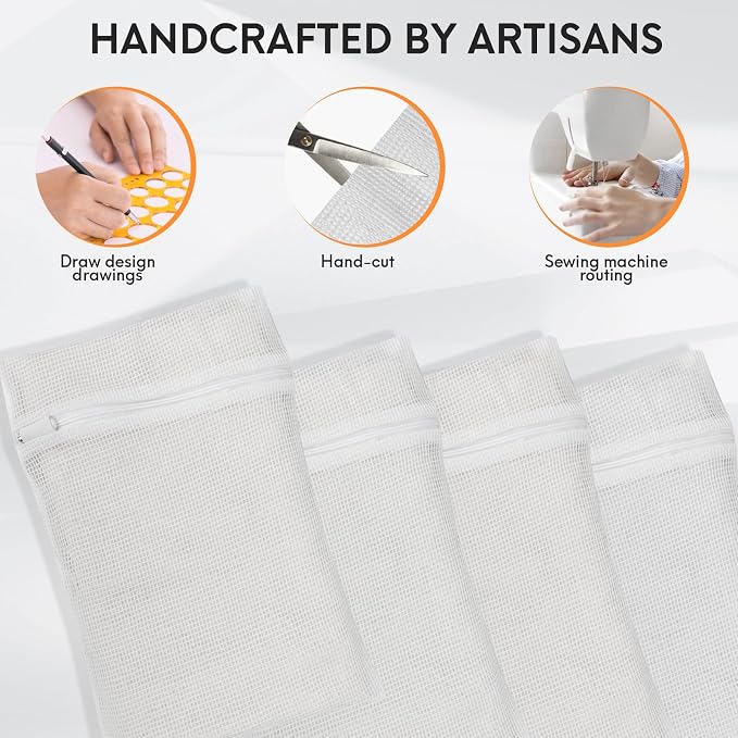 4 Piece White Small, Durable Organic Cotton Mesh Laundry Bag - Image 3