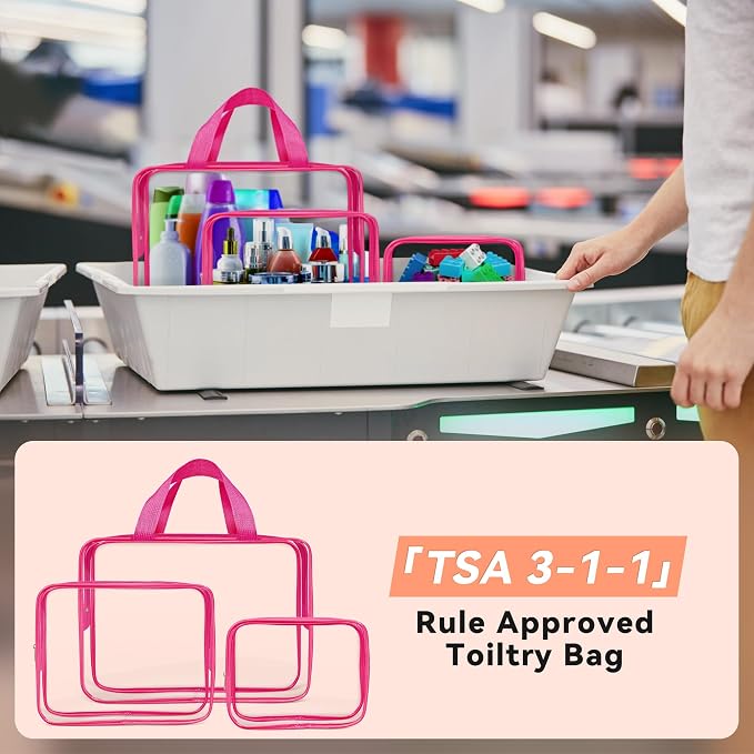 TISRATOK 10 PCS Clear Travel Makeup Toiletry Bag, Plastic PVC Cosmetic TSA - Image 5