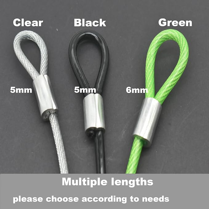 4 pcs 20 inch 5mm Thickness Galvanized Steel Wire Rope Lanyard Cable Tether - Image 3
