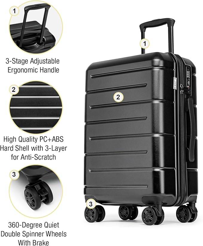 KYME Luggage Sets 3 Piece Hardshell 22in/26in/30in Suitcases - Image 4