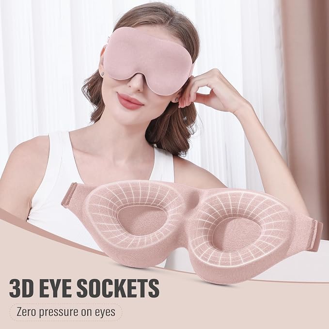 YIVIEW Sleep Mask for Side Sleeper, Complete Light Blocking 3D Pink Sleeping - Image 4