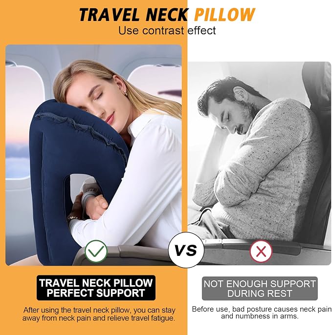 Inflatable Travel Pillow, Support Head, Used - Image 3