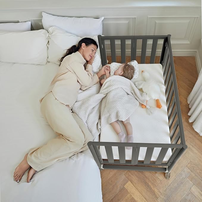 EvoNook 6-in-1 Convertible Mini Crib, 100% New Zealand Solid Wood, 4 Adjustable - Image 5