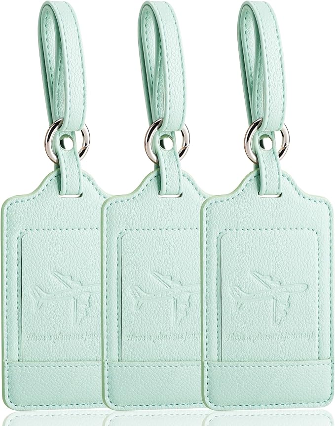 Teskyer Luggage Tags, 3 Pack Premium PU Leather Luggage Tags by TESKYER
