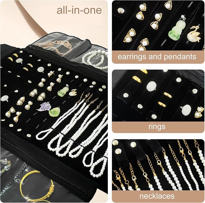 Velvet Travel Jewelry Case Roll Bag Organizer - Image 7
