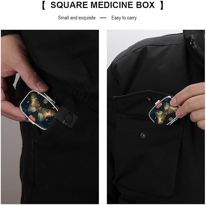 Metal 2 Compartment Pill Organizer Travel Friendly Portable Compact Pill Box - Image 5