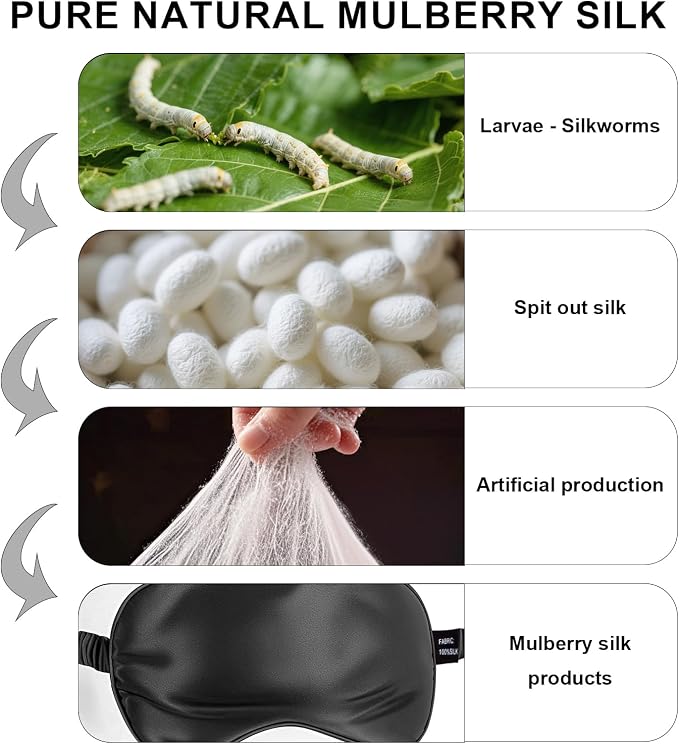 100% Mulberry Silk Sleep Mask, Ultra-Soft Light Blocking Eye Cover - Image 3
