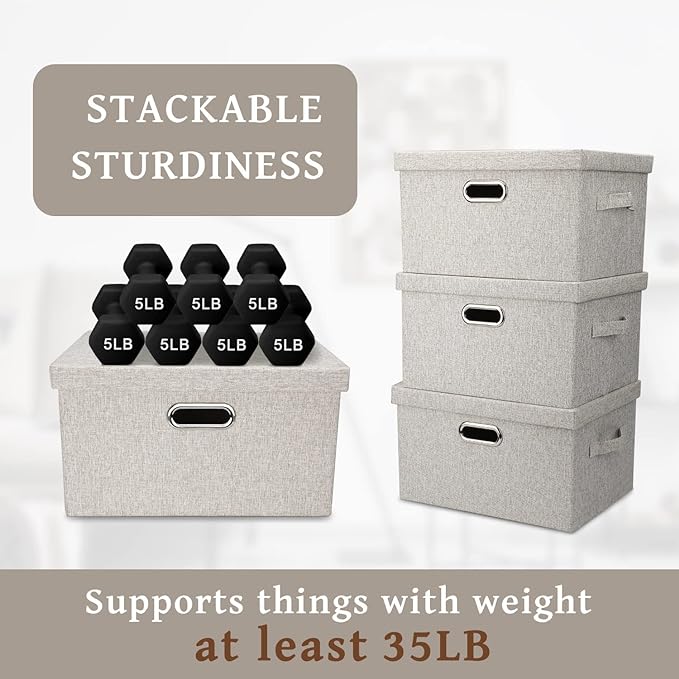 Medium 15" 21 Quart Collapsible Stackable Storage Bins - Image 4