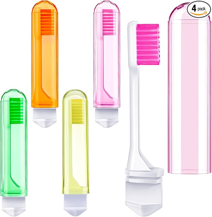 Patelai 4 Pieces Travel Toothbrush Set, Soft Bristle Mini Foldable Tooth Brush by Patelai