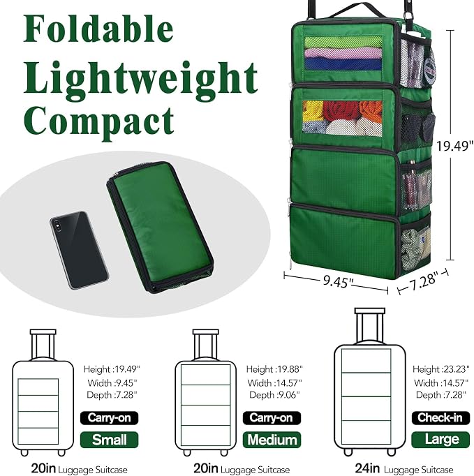 Hanging Travel Organizer, Carry on Luggage Suitcase Organizer, Travel - Image 2