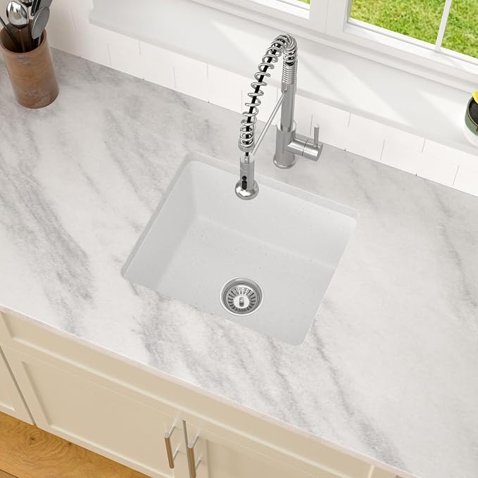 Dcolora 18 Inch Undermount Small Bar Sink Single Bowl Kitchen Sink White - Image 3