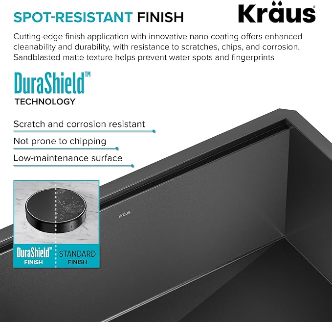KRAUS Kore Workstation 32-inch Undermount 16 Gauge Black Stainless Steel Single - Image 6