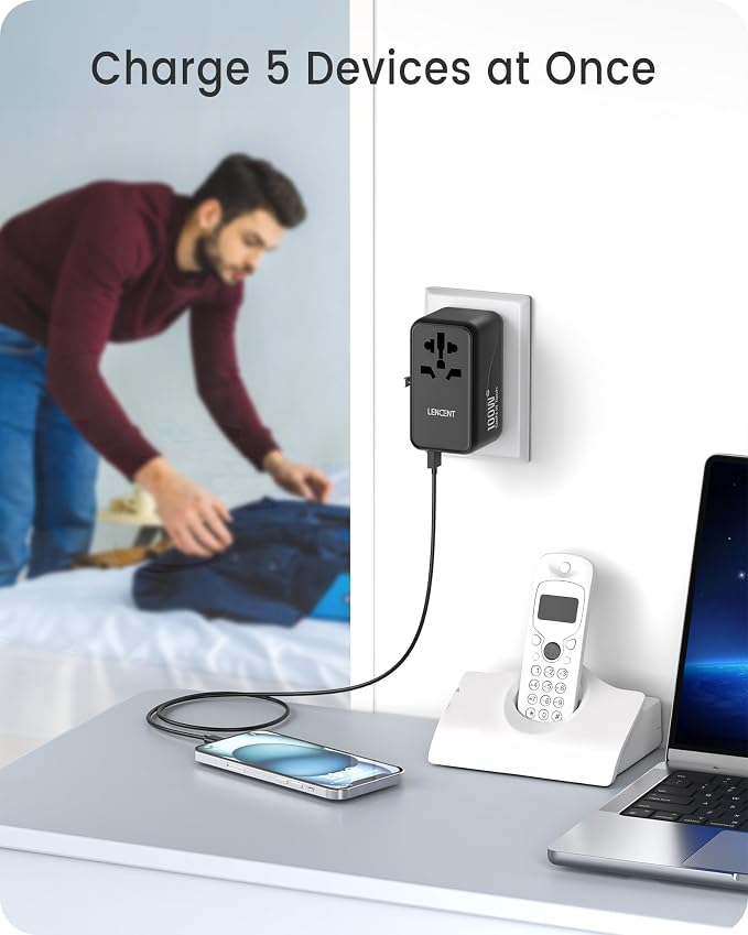 LENCENT Universal Travel Adapter, 100W GaN3 International Adaptor - Image 7