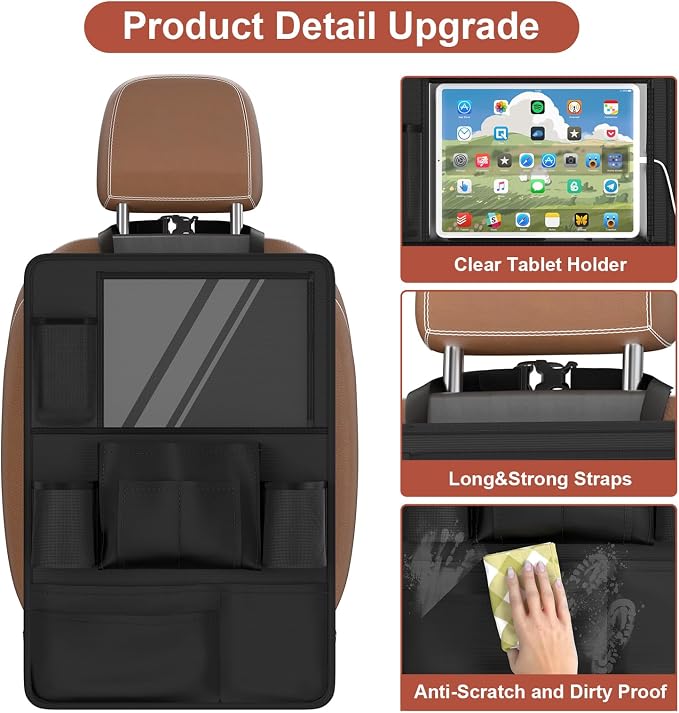 Backseat car Organizer with Touch Screen, Car Seat Back Organizers Storage - Image 5