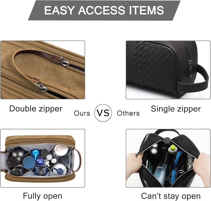BAGSMART Toiletry Bag for Men, Canvas Travel Toiletry Organizer Dopp Kit - Image 5
