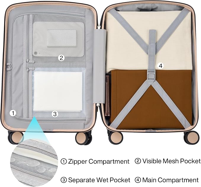 Hanke Hard Shell Luggage Sets 3 Pieces, Carry On and Checked Luggage Sets - Image 6