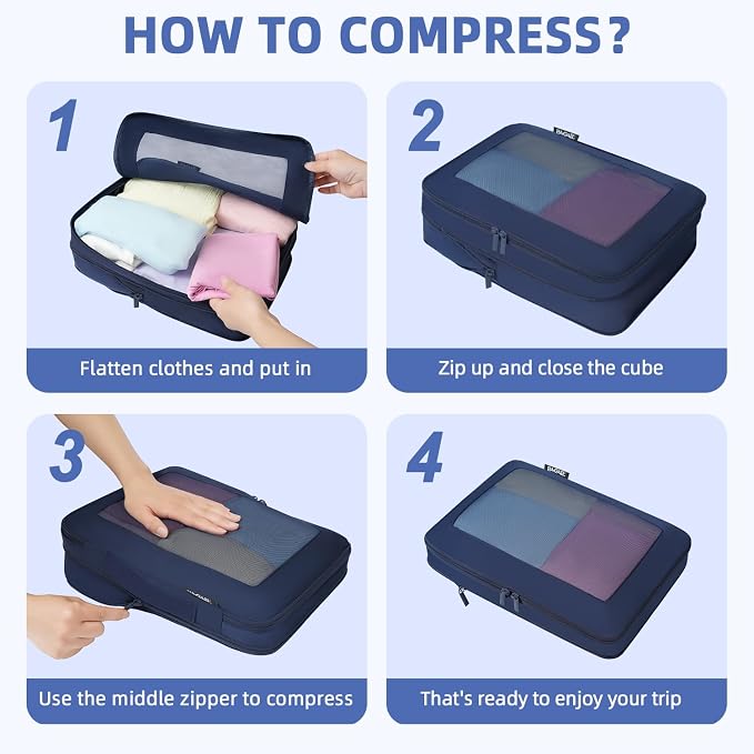 BAGAIL 4 Set/6 Set/8 Set Compression Packing Cubes Travel Accessories - Image 4