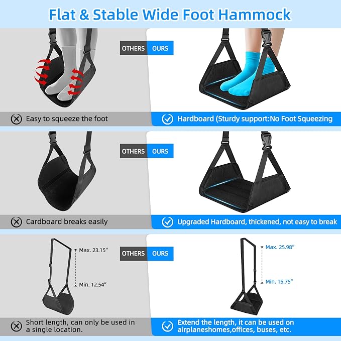 Airplane Foot Hammock for Plane Travel, Foot Sling Swing Rest for Airplane - Image 3