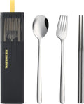 DEVICO Travel Utensils with Case, 18/8 Stainless Steel Reusable Silverware Set by DEVICO