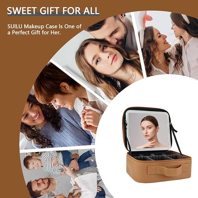 Makeup Bag with Led Mirror, Travel Makeup Organizer with 3 Color Setting & 10X - Image 6