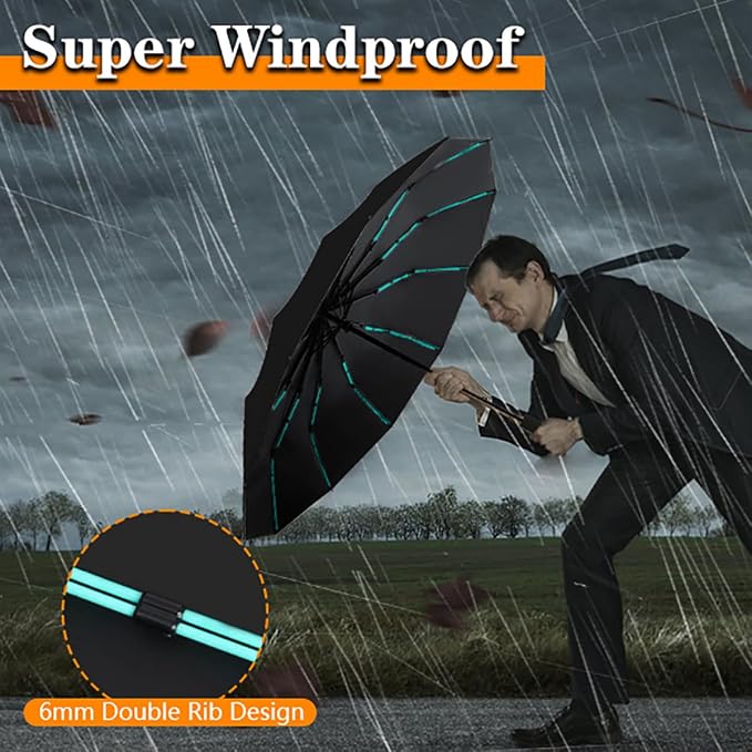 Large Double-Ribs Umbrella Automatic Folding Umbrella - Image 9