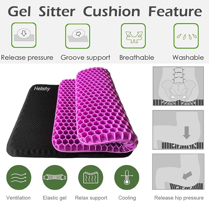 Gel Seat Cushion, Office Seat Cushion Chair Pads - Image 4