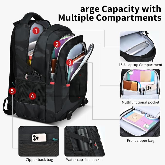 schoolbags for Middle school and high school student，high-capacity camo - Image 4