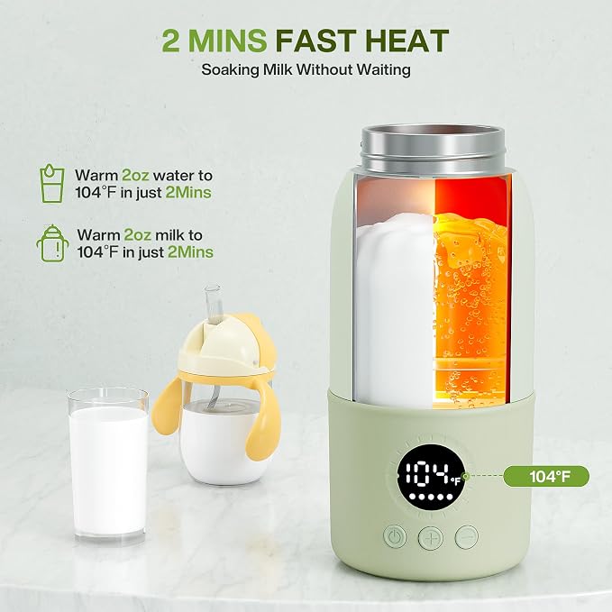 Portable Bottle Warmer for Travel, 2-Min Fast Heating Baby Bottle Warmer - Image 2