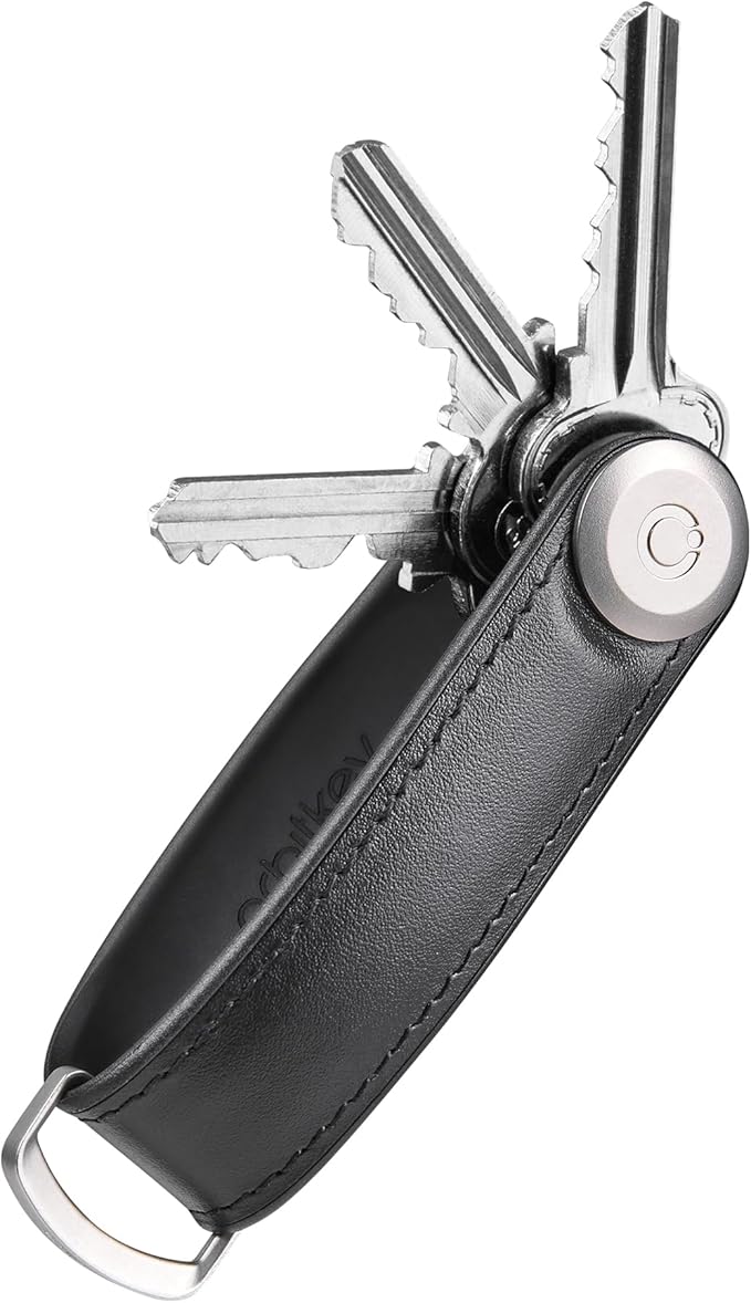 Orbitkey Key Organizer Hybrid Leather | Premium Nappa leather & TPU, Stainless by Orbitkey