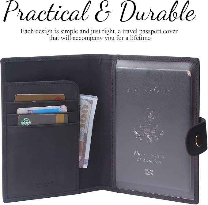 Genuine Leather Passport Case, RFID Passport Cover - Image 2