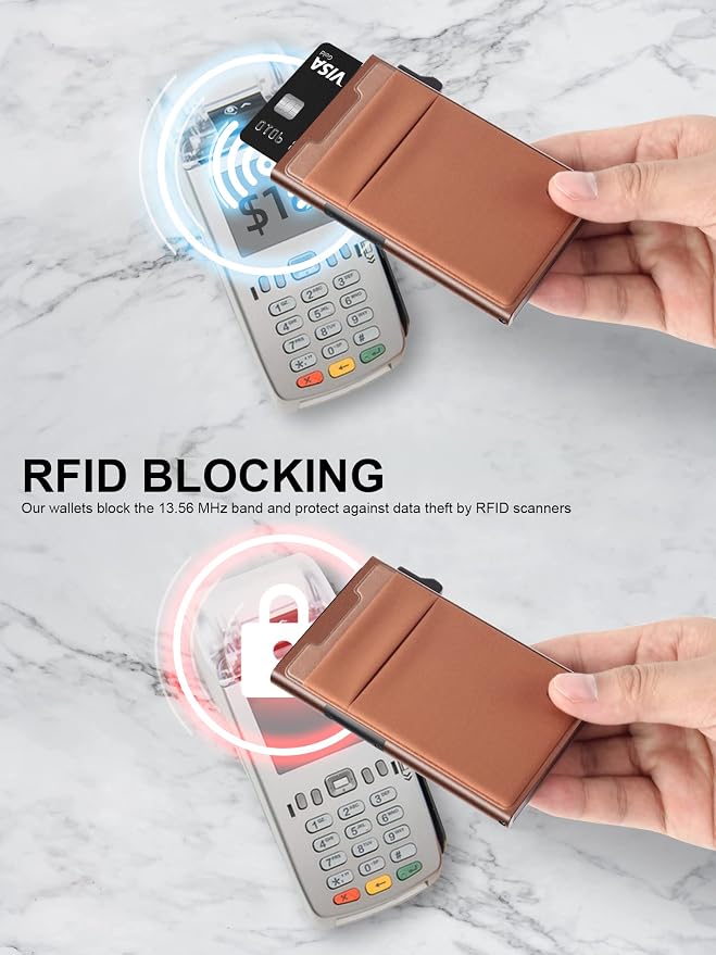 Slim Wallet for Men and Women, Pop Up Credit Card Wallet Metal Minimalist Cards - Image 3