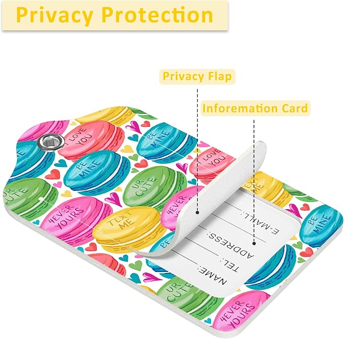2 Pack Luggage Tags for Suitcases, Colorful Sweet Macarons Luggage Tag - Image 4