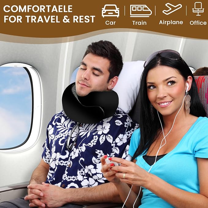Neck Pillow, Travel Pillow uses Memory Foam to Support Neck Comfort, Ideal - Image 5
